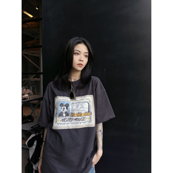 Purey Micky Mouse Licence Printed T-Shirt Vintage Black