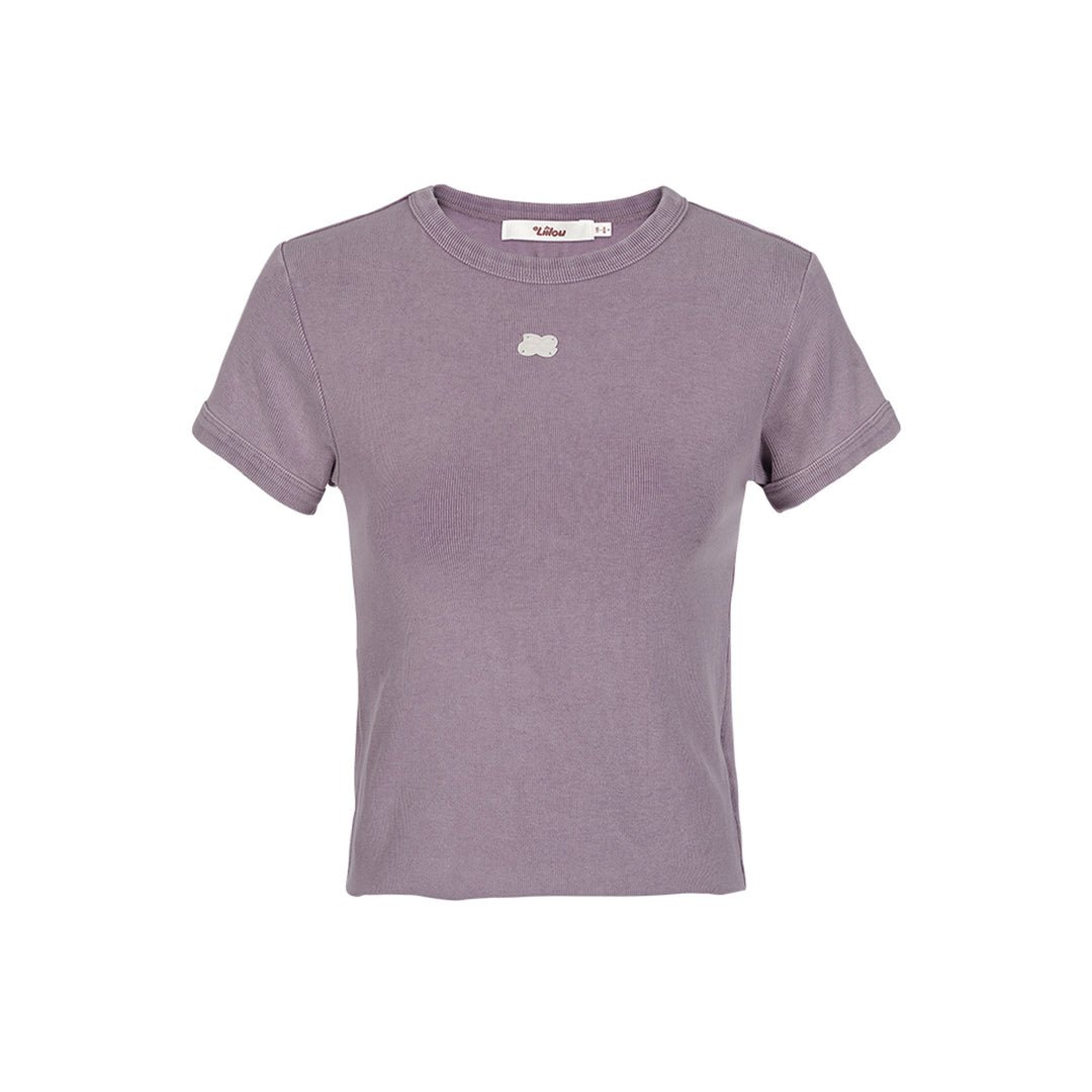 Liilou Destroyed Slim Logo T-Shirt Washed Purple