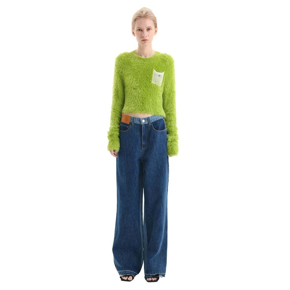 Ann Andelman Feather Yarn Sweater Green - Mores Studio