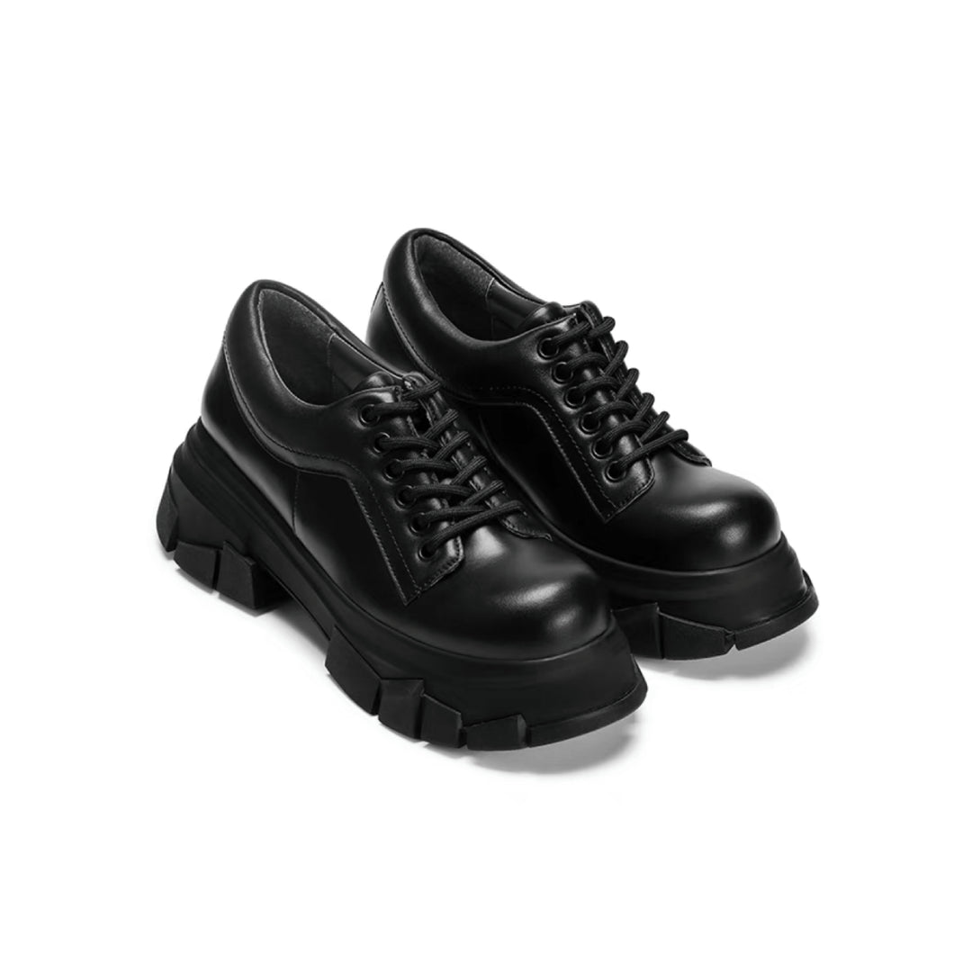 Lost In Echo Heel Leather Brogues Black - Mores Studio