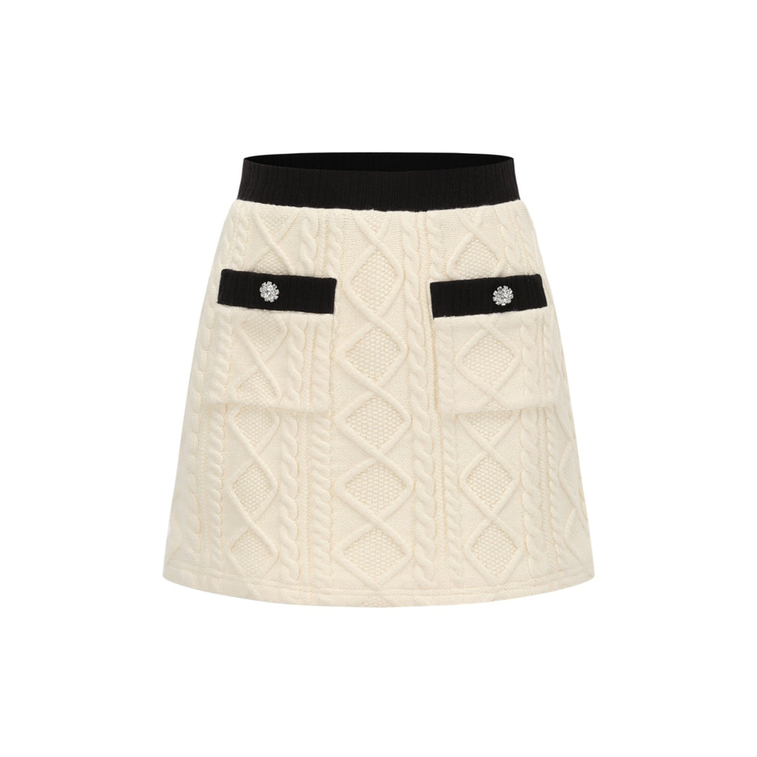 Alexia Sandra Pocket Color Blocked Diamond Twist Knit Skirt - Mores Studio