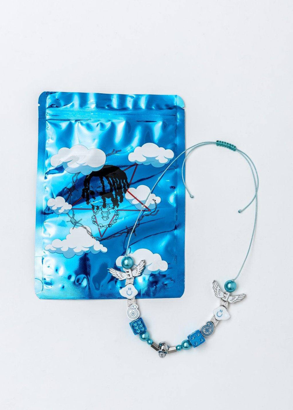 EVAE+ Black Lux Smiley Cloud Necklace Blue - Mores Studio