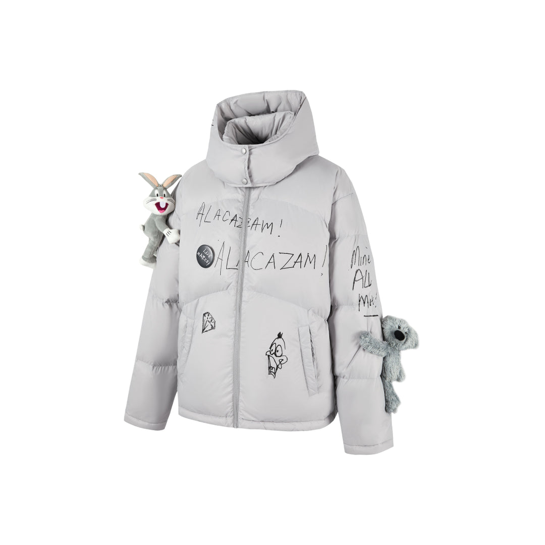 13De Marzo X Looney Tunes Bugs Bunny Sketch Down Jacket Grey - Mores Studio