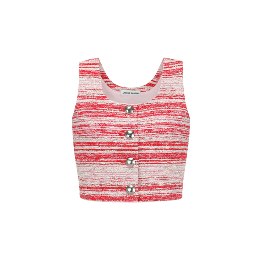 Alexia Sandra Striped Tweed Vest Top Pink - Mores Studio
