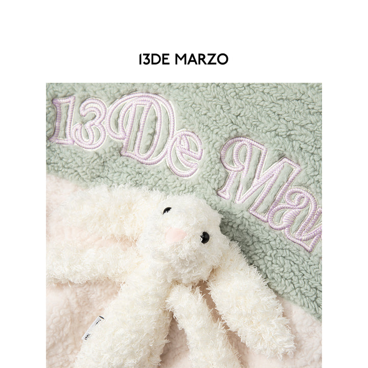 13De Marzo Color Blocked Knit Lapel Fleece Coat White - Mores Studio