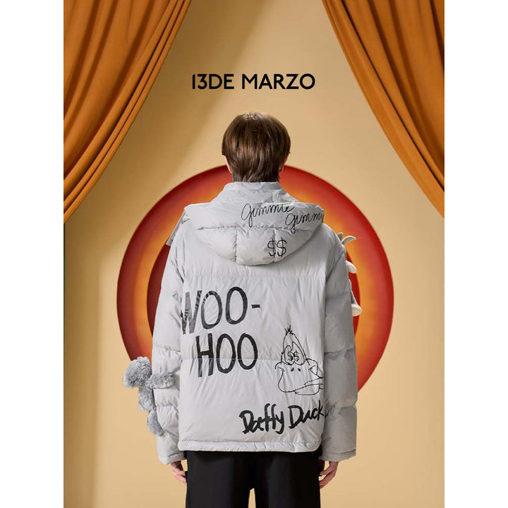 13De Marzo X Looney Tunes Bugs Bunny Sketch Down Jacket Grey - Mores Studio