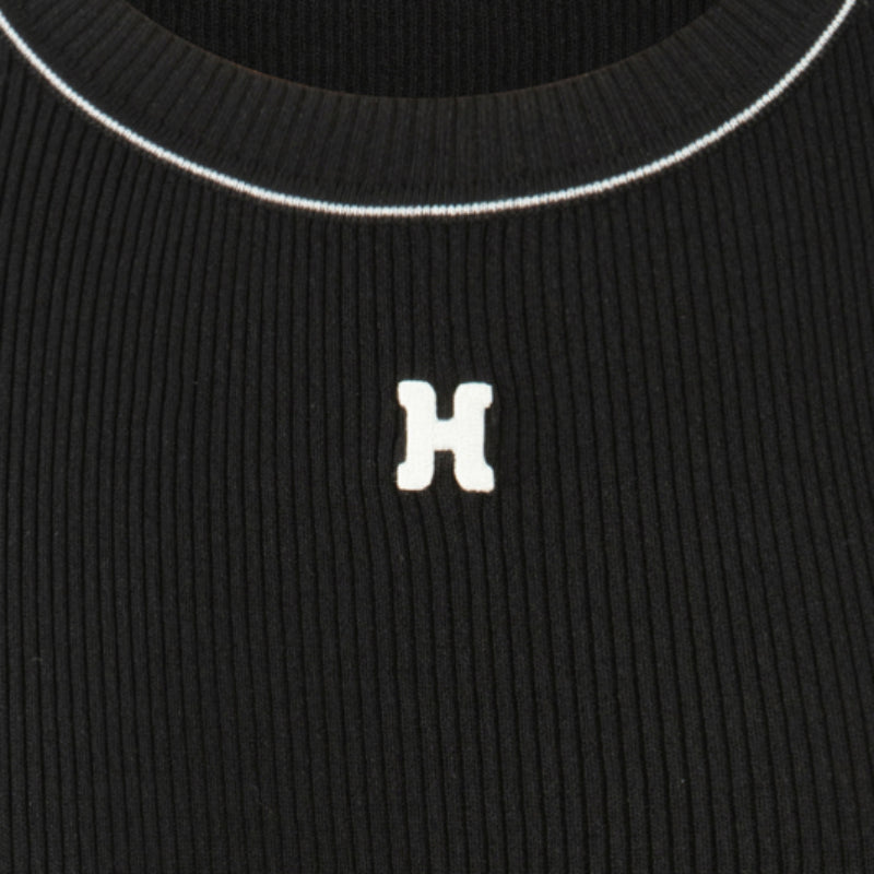 Herlian Embroidery Logo Knit Vest Top Black - Mores Studio
