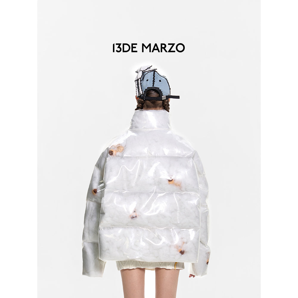 13De Marzo Bear Icon Transparency Down Jacket White - Mores Studio