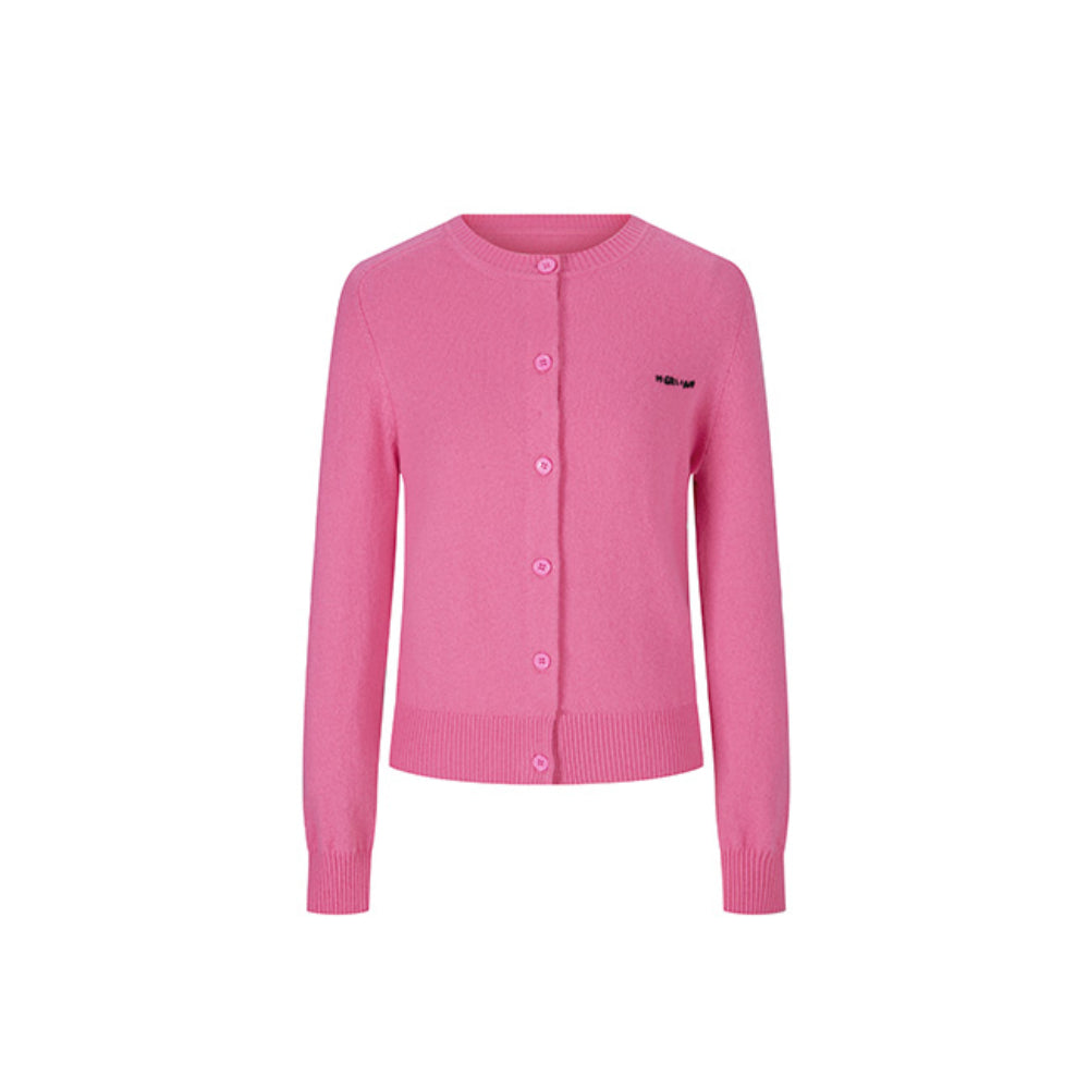 Herlian Designer Buttons Slim-Fit Knitted Cardigan Pink - Mores Studio