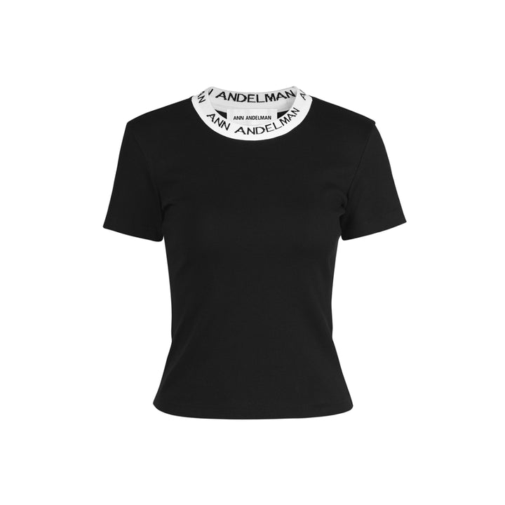 Ann Andelman Collar Logo Slim Fit Top Black - Mores Studio