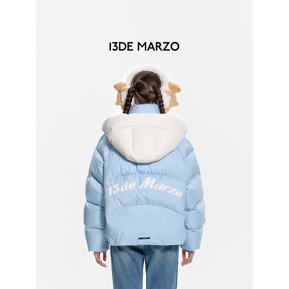 13De Marzo Bear Hood Down Jacket Blue - Mores Studio