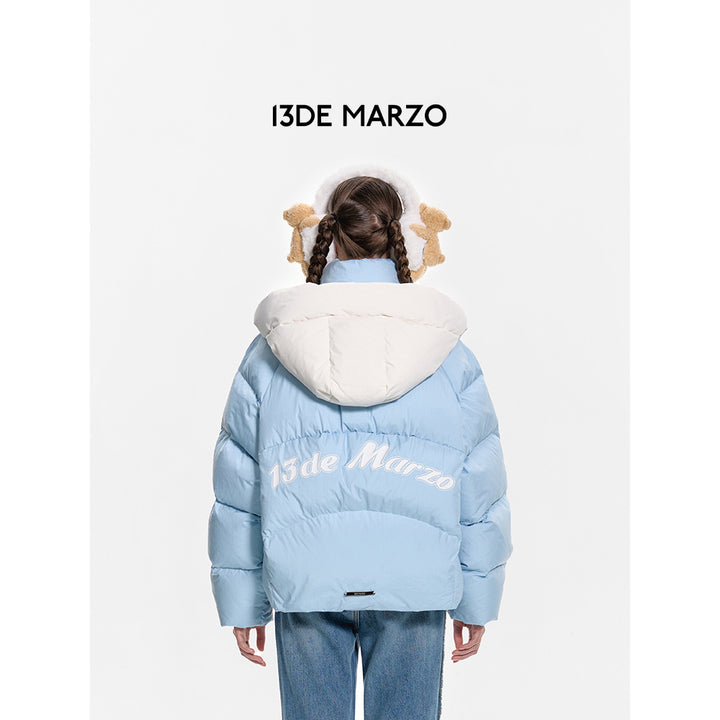 13De Marzo Bear Hood Down Jacket Blue - Mores Studio