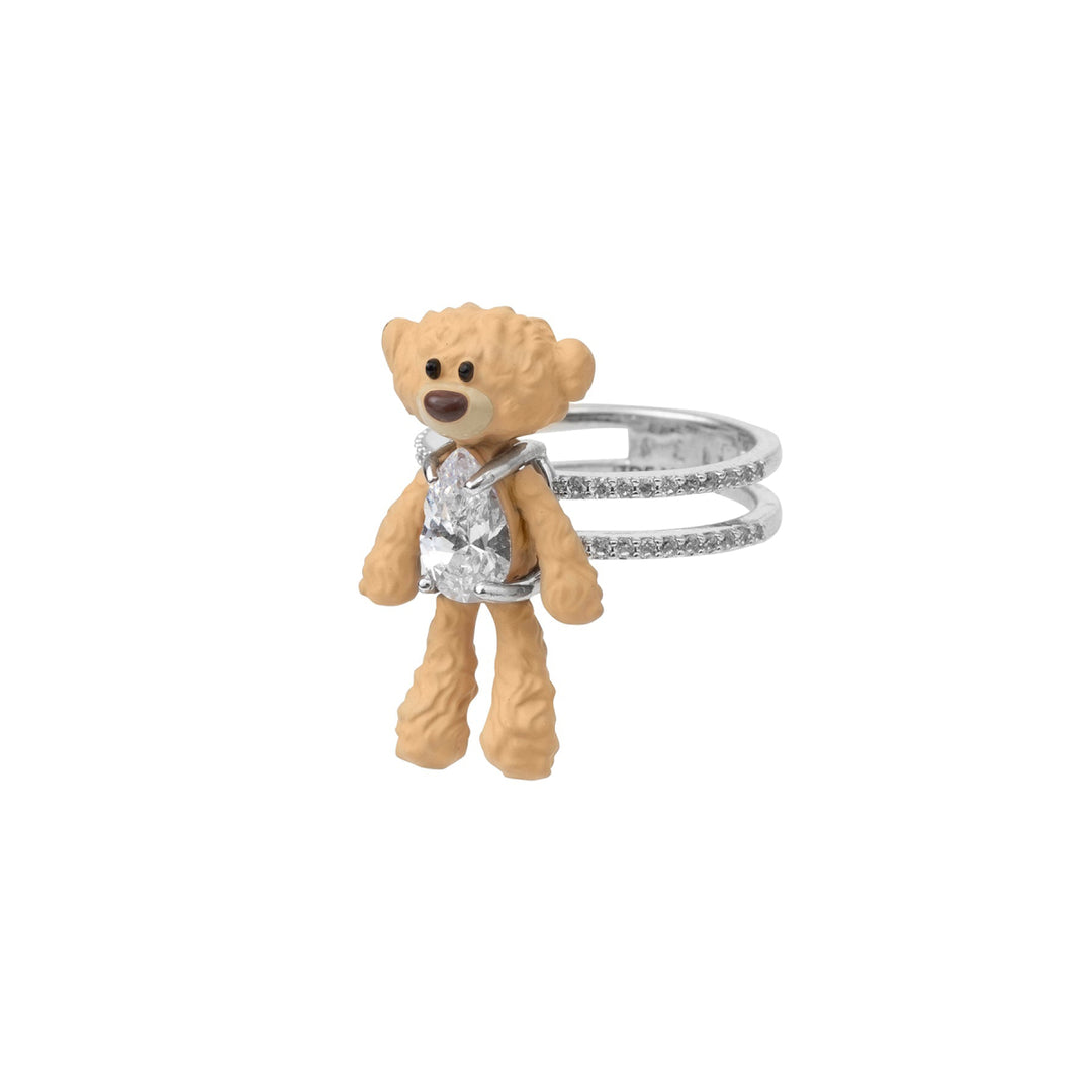 13De Marzo Zircon Bear Double Ring - Mores Studio