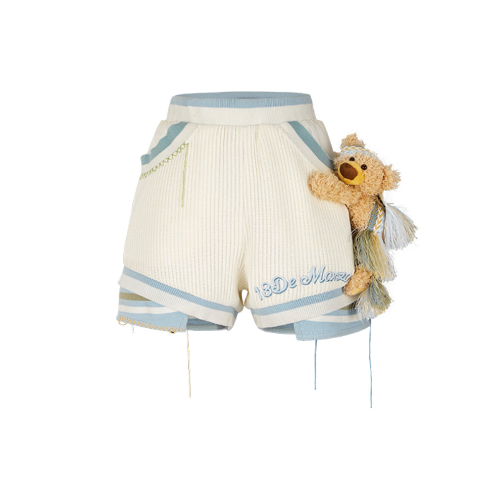 13De Marzo Bear Deconstruct Knit Shorts - Mores Studio