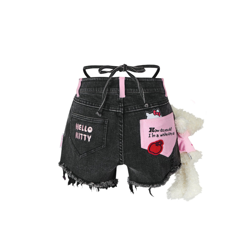 13De Marzo X Hello Kitty Denim Shorts Black - Mores Studio