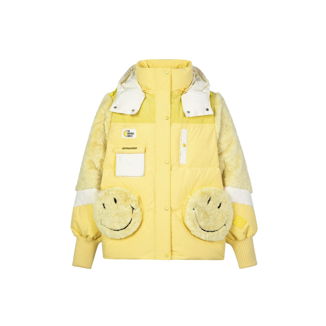 13De Marzo X Smiley Corduroy Pocket Patchwork Down Jacket Yellow - Mores Studio