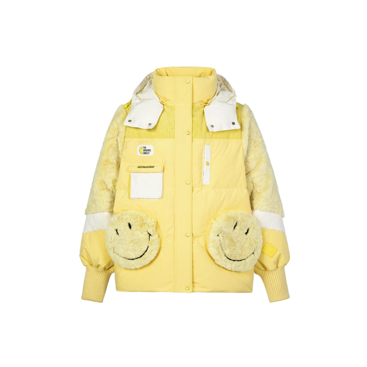 13De Marzo X Smiley Corduroy Pocket Patchwork Down Jacket Yellow - Mores Studio