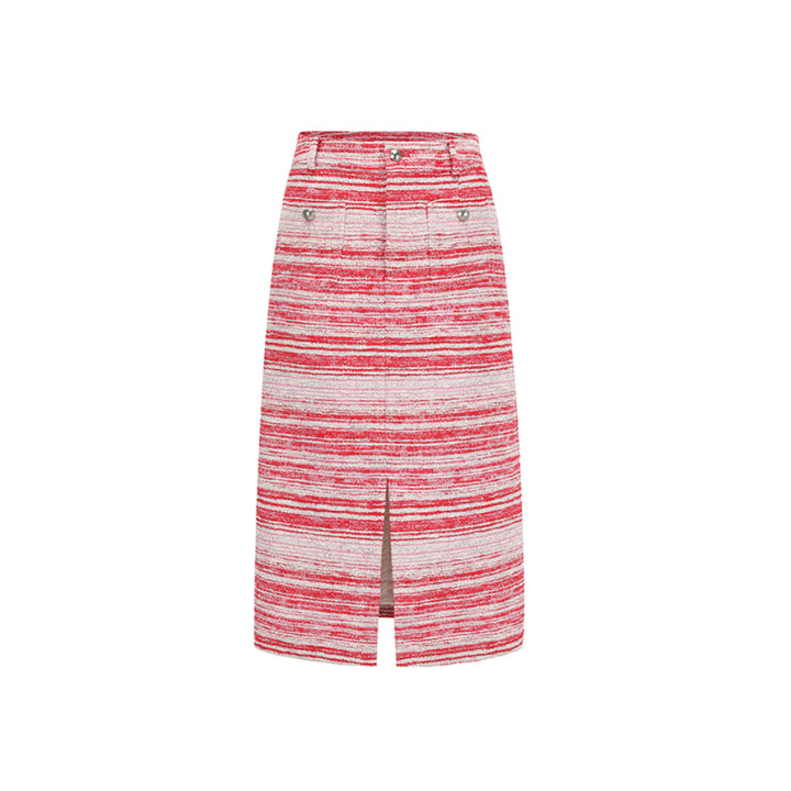 Alexia Sandra Striped Tweed Long Skirt Pink - Mores Studio