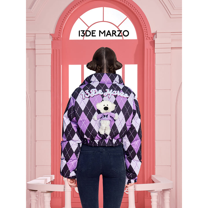 13De Marzo X Kuromi Reversible Plaid Down Jacket Purple - Mores Studio