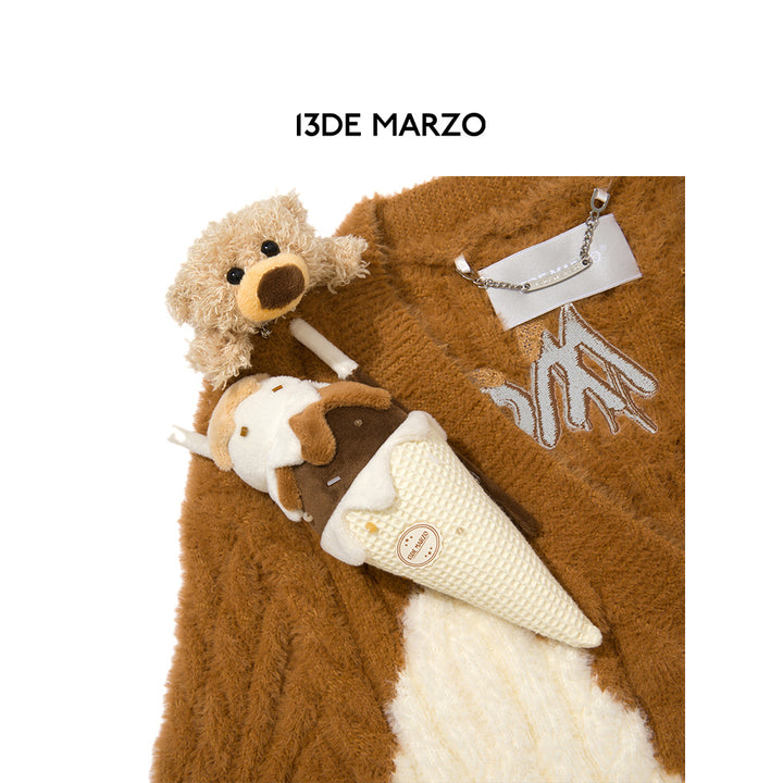 13De Marzo Doozoo Melt Ice Cream Knit Cardigan Brown - Mores Studio