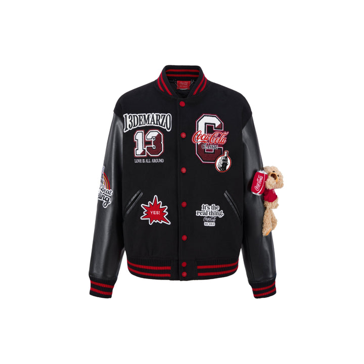 13De Marzo X Coca-Cola Bear Baseball Jacket Black - Mores Studio