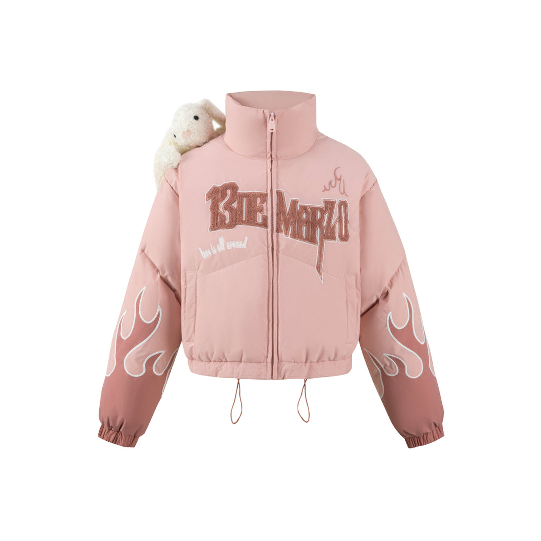 13De Marzo Plush Rabbit Flame Down Jacket Pink - Mores Studio