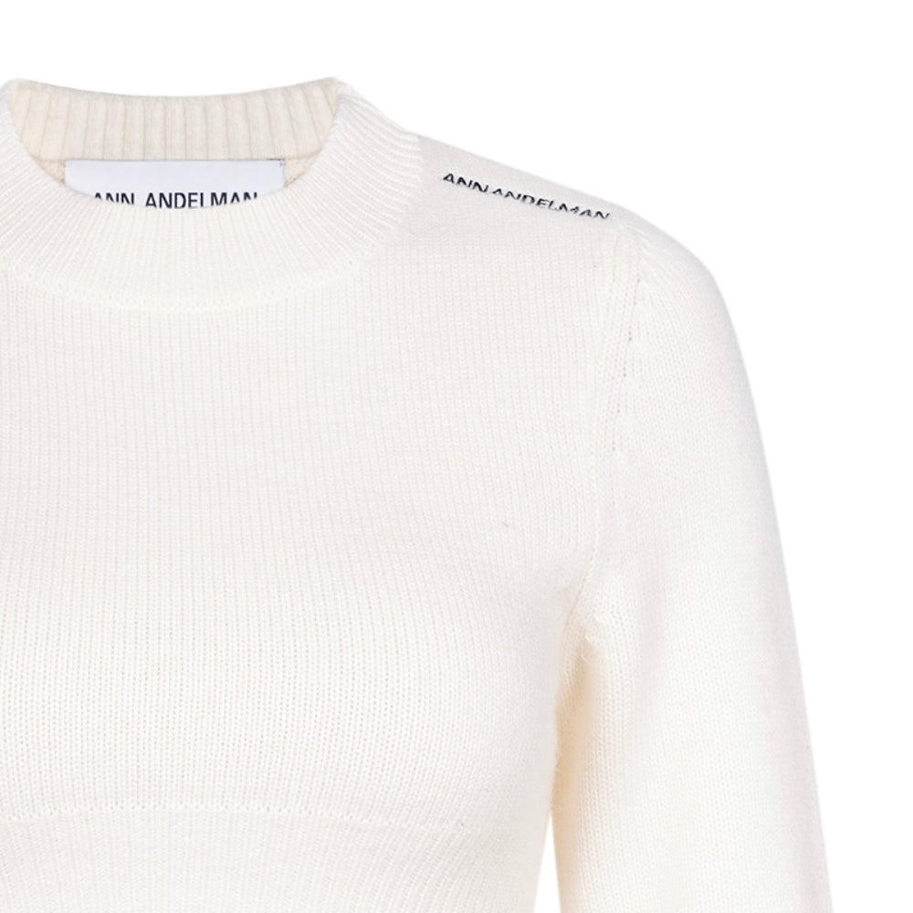 Ann Andelman Embroidery Logo Woolen Sweater White - Mores Studio