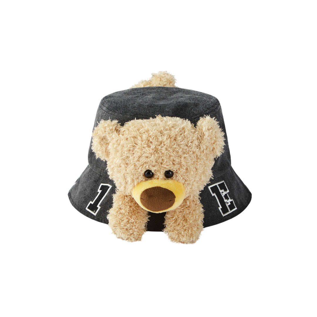 13De Marzo Bear In Wormhole Denim Bucket Hat Black - Mores Studio