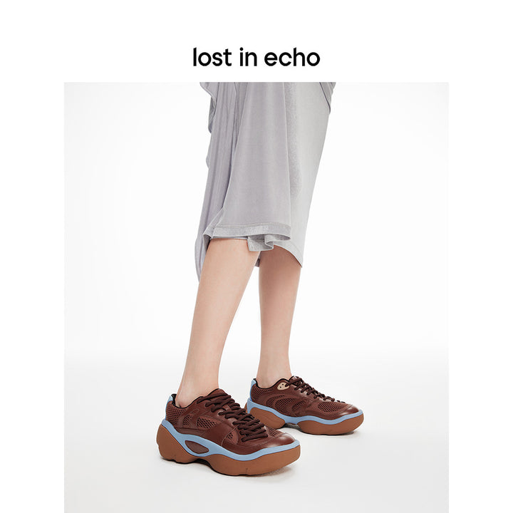 Lost In Echo Twist Upper Thick Sole Casual Retro Sneaker Brown