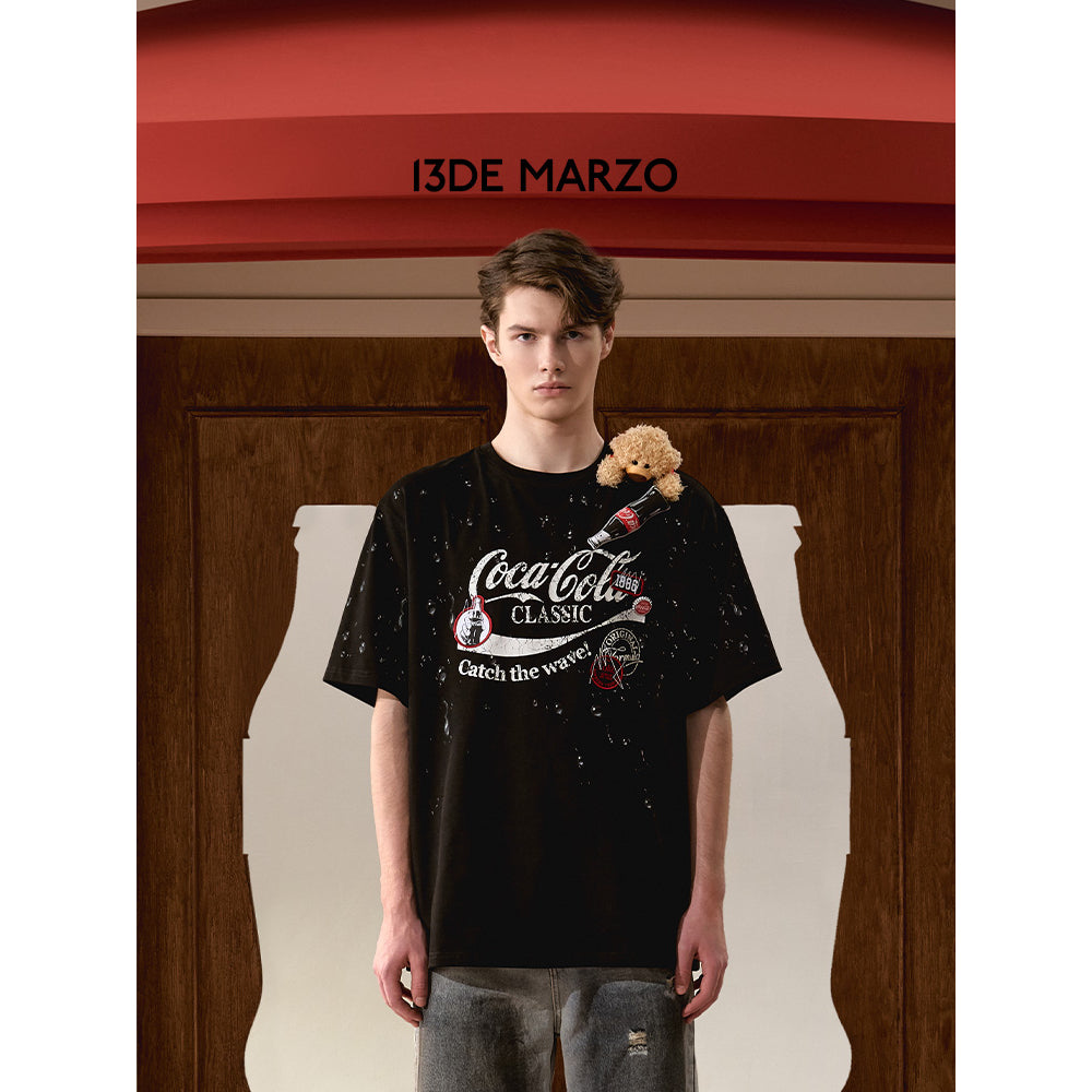 13De Marzo X Coca-Cola Bear Water Drop T-Shirt Black - Mores Studio