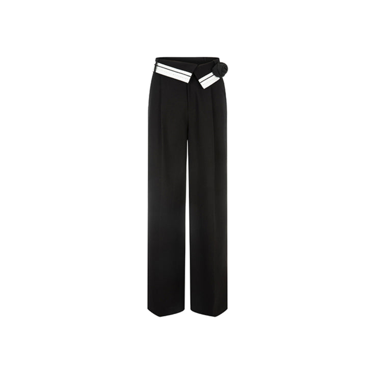 Herlian Plush Flower Flap Suit Pants Black - Mores Studio