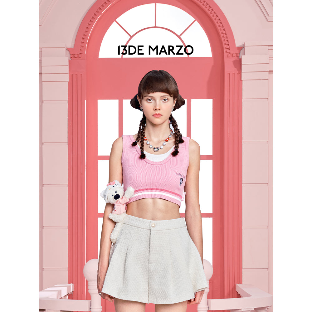 13De Marzo X Hello Kitty Lace Vest Top Pink