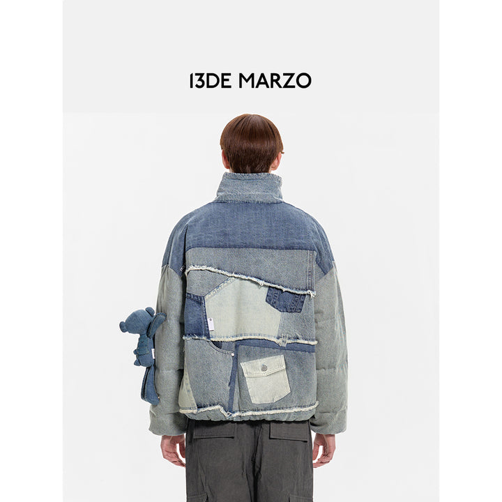 13De Marzo Denim Patch Pockets Down Jacket - Mores Studio