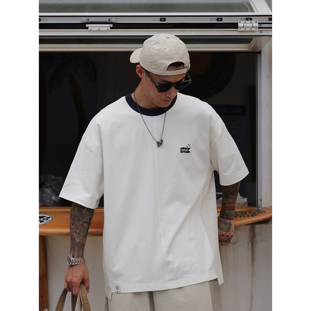 UNBENT Color Blocked Embroidery Logo T-Shirt White