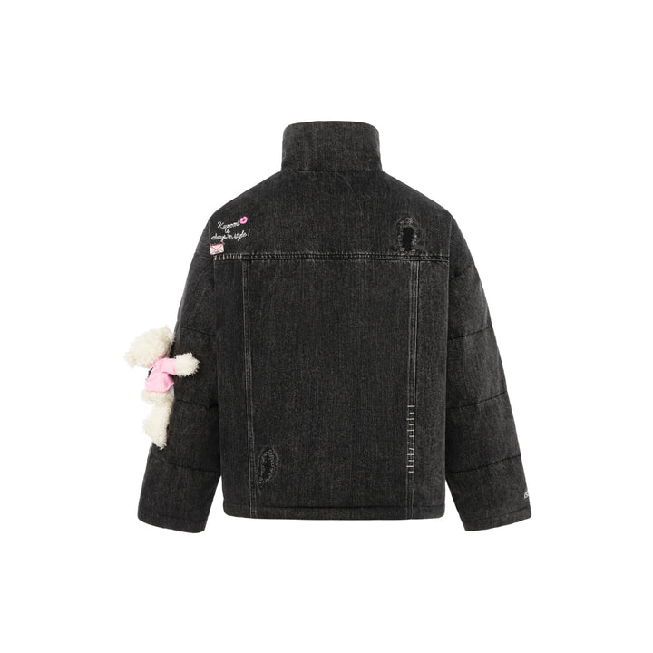 13De Marzo X Kuromi Bear Washed Denim Down Jacket Black - Mores Studio