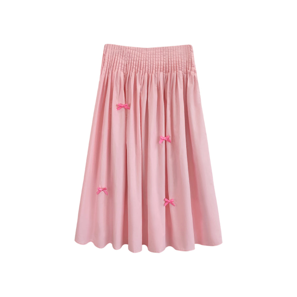 Brow Moda Bow Ties Wide Skirt Pink