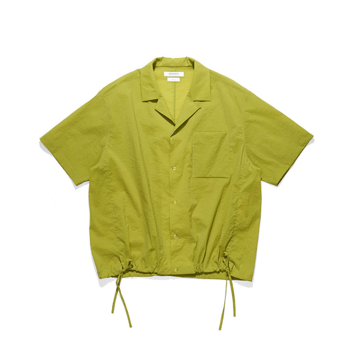 MANUFACTURE Drawstring Short Sleeve Nylon Shirt Green