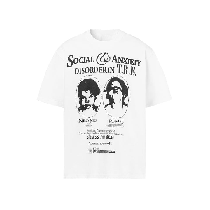 TREclub Social Anxiety Boys Printed Distressed T-Shirt White
