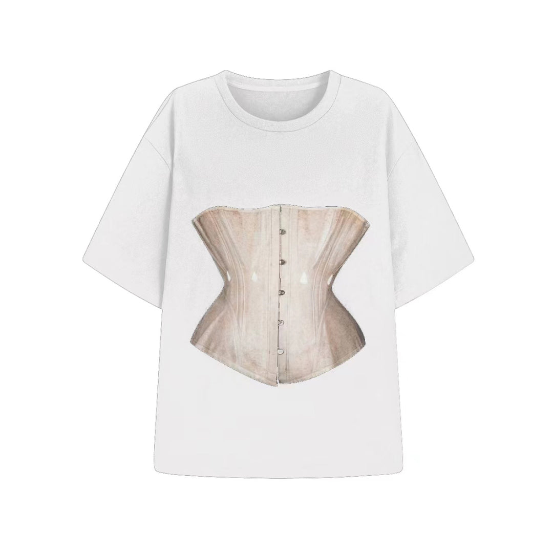 Marc Moore Girdle Printed Oversize Tee White