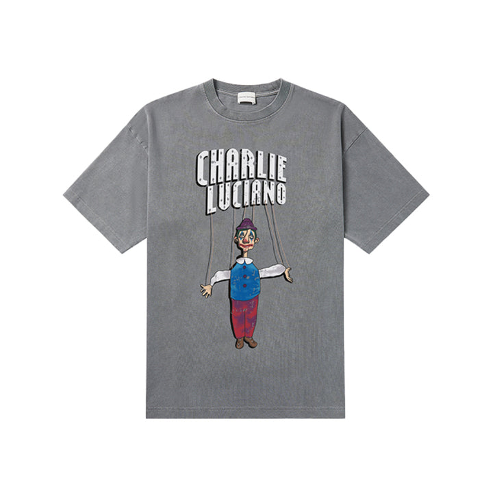 Charlie Luciano Marionette Printed T-Shirt Washed Grey