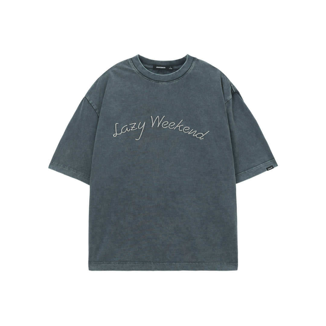 Unvesno 'Lazy Weekend' Washed Snowflake T-Shirt Grey
