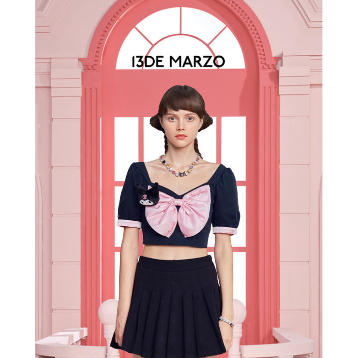 13De Marzo X Kuromi Bowknot Puff Top Black