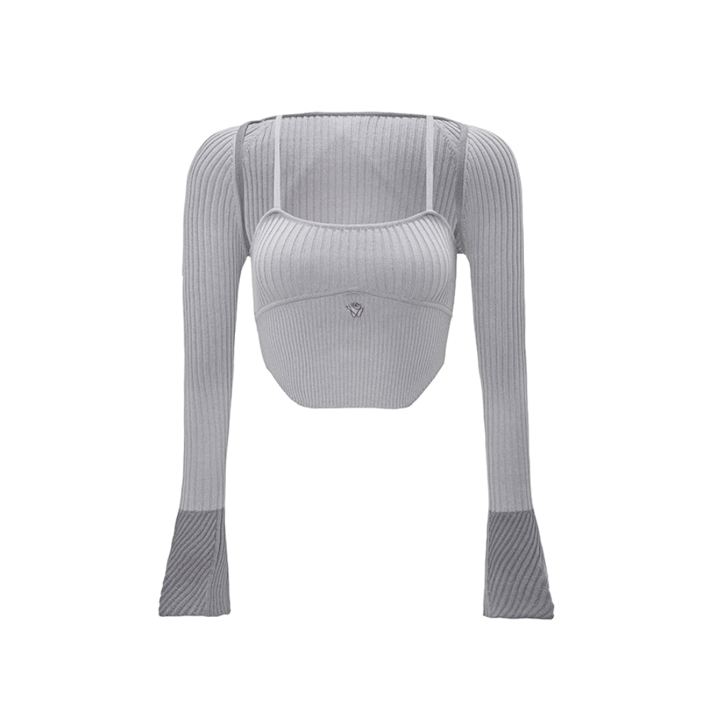 NotaWear Ice Silk Stretch Knitted Top Grey
