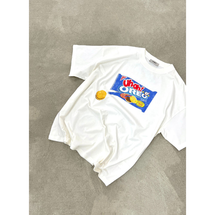 Purey Oreo Logo Printed T-Shirt White