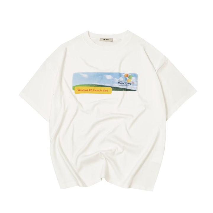 Purey Windows Logo Printed T-Shirt Vintage White