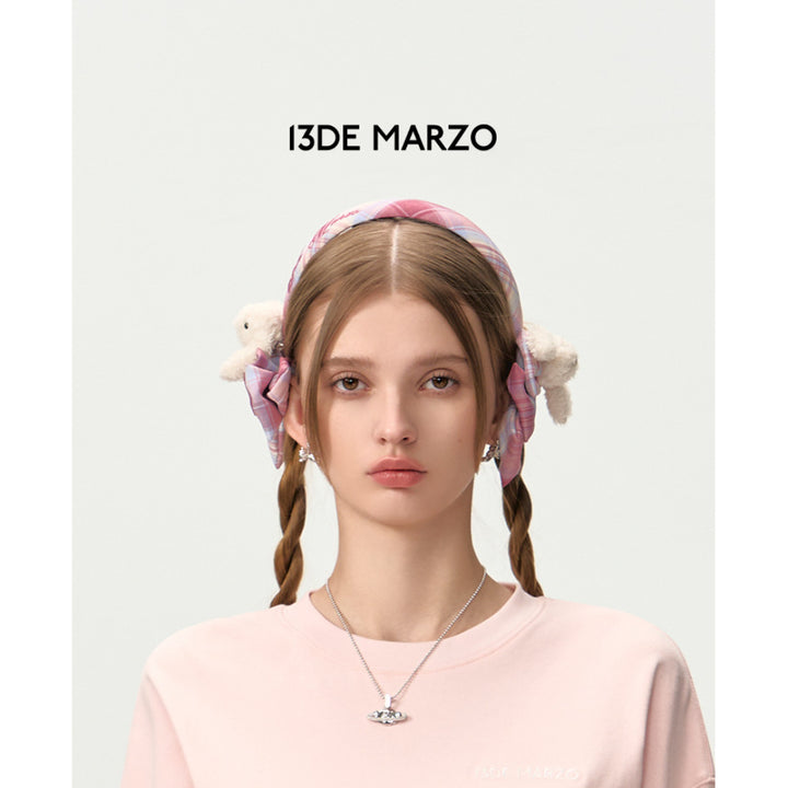 13De Marzo Dooozoo Plaid Bow Hair Band Pink