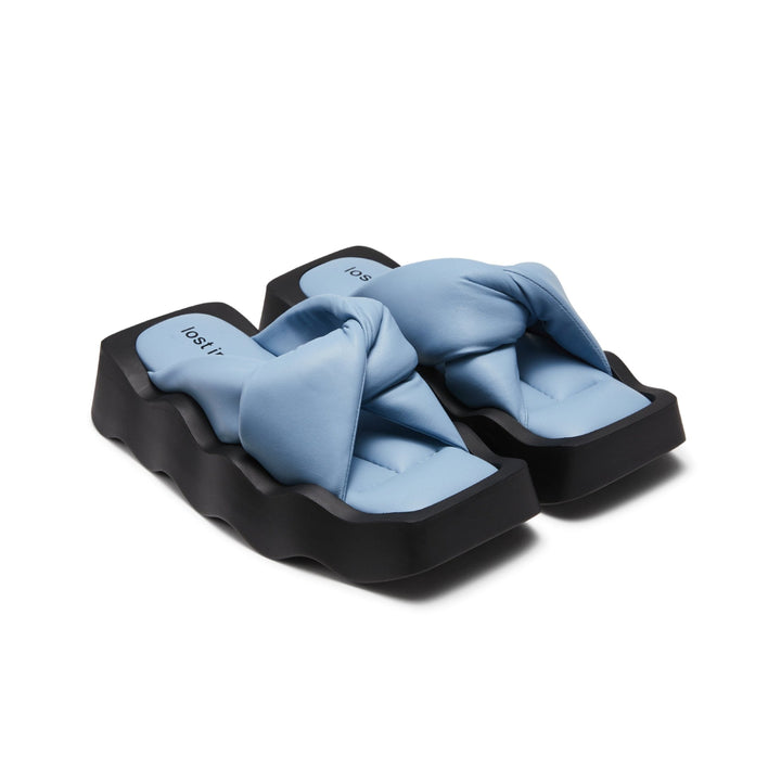 Lost In Echo Square Toe Wavy Bottom Kink Slippers Blue