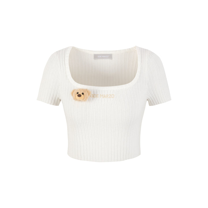 13De Marzo Basic Square Neck Slim-Fit Crop Top White