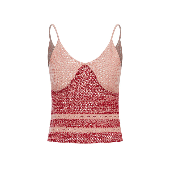 Palavas Color Blocked Crochet Vest Top Pink