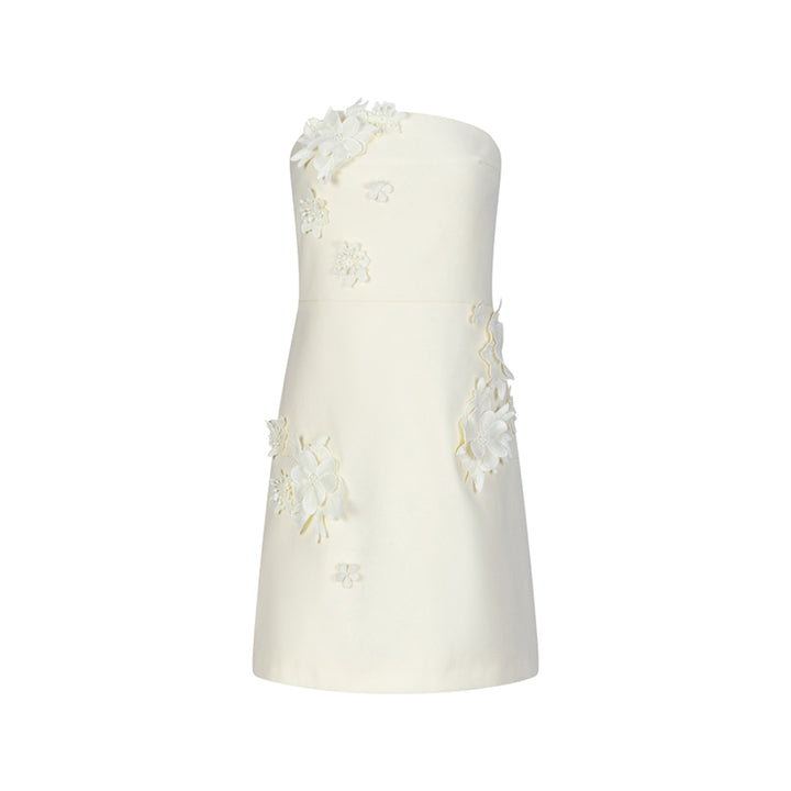 Marc Moore 3D Floral Bustier Dress Light Yellow